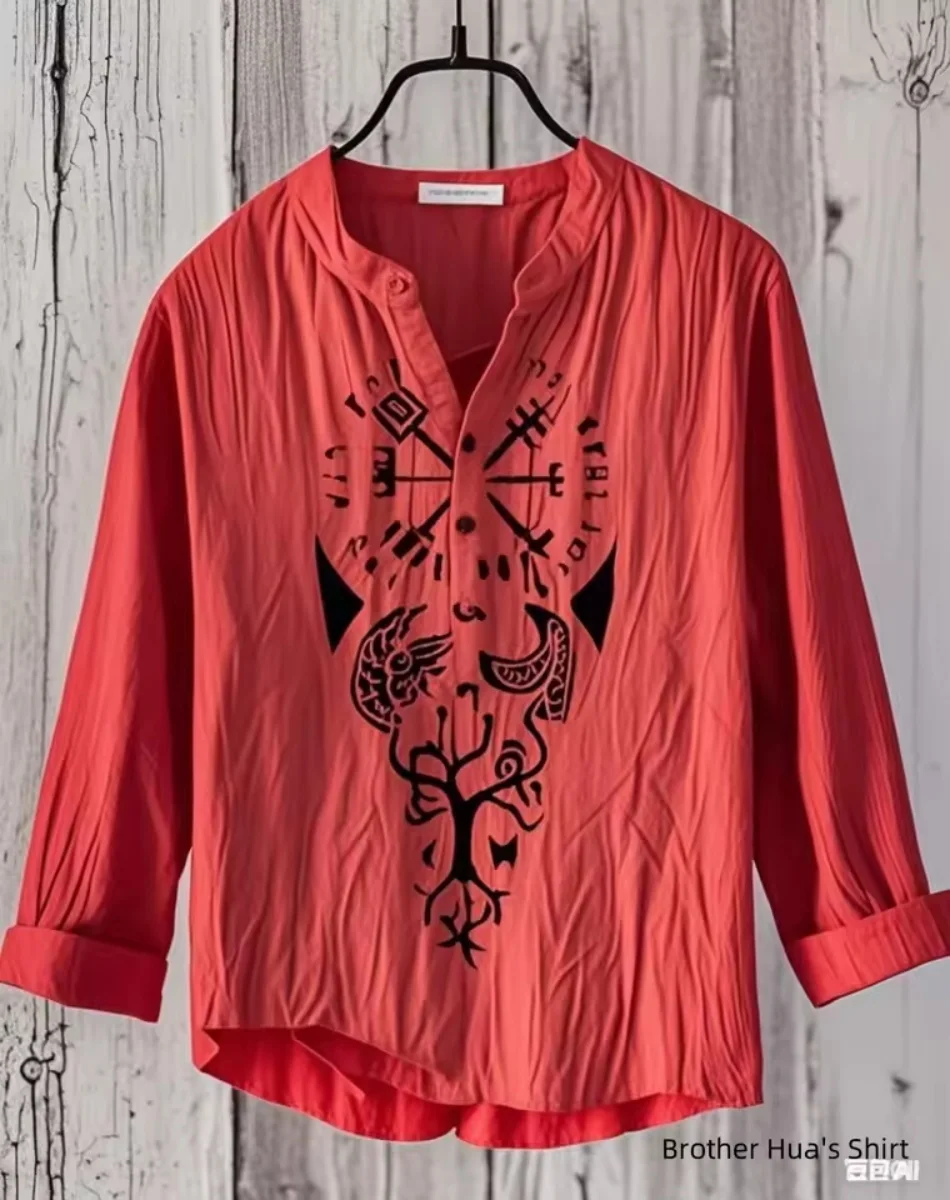 

Новая Гавайская рубашка для отдыха Four Seasons, мужская льняная рубашка в стиле ретро с 3D принтом, повседневная удобная рубашка с длинным рукавом