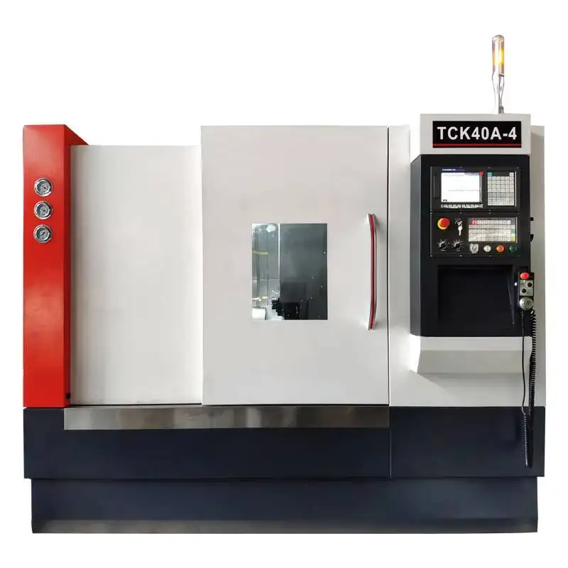 Tck40 Mini tornio orizzontale di precisione a 2 assi Hine Letto inclinato GSK Alimentatore automatico Combinazione Supporto per lama a torretta Resistente