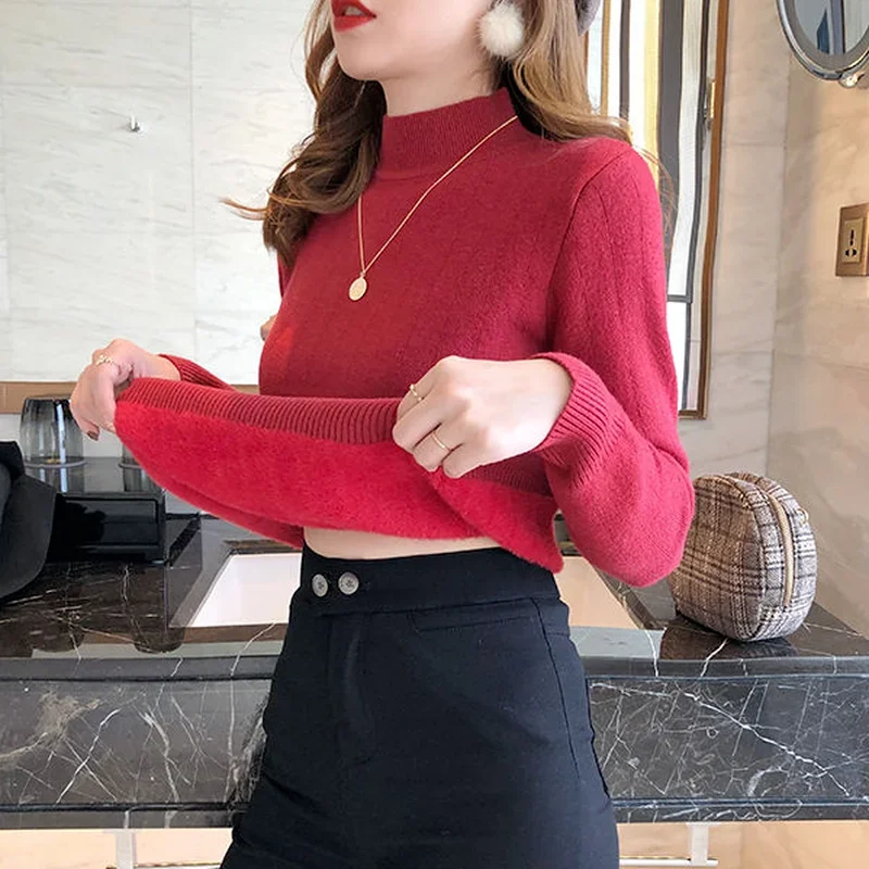 Pullovers Women BF Fall Clothes for Lady Sueter Autumn Winter Warmth Popular Thicker Cozy Elegant Ulzzang Patchwork Straight