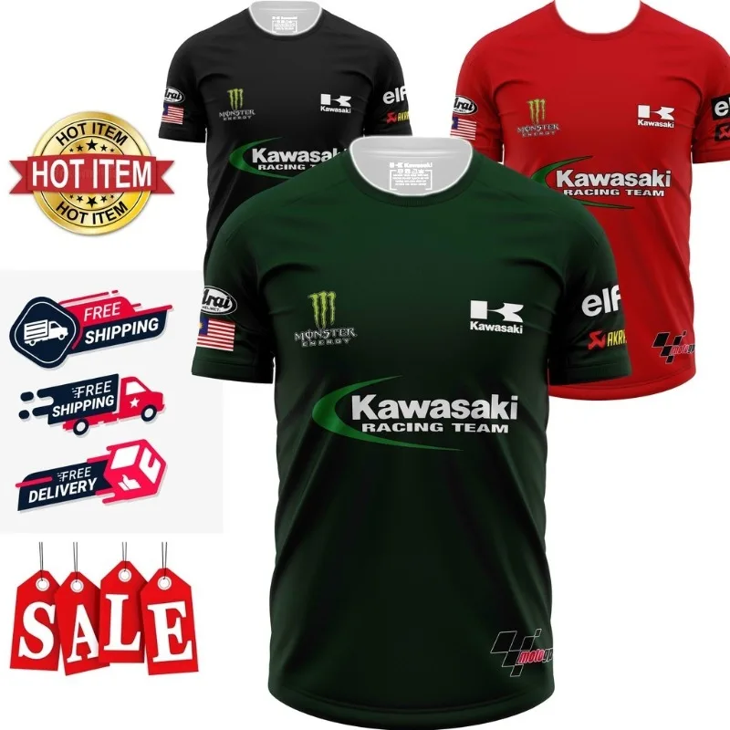 

Kawasaki Ninja Motorcycle Racing T-shirt for Men and Women Outdoor Sports Leisure Cycling Adult Speed Drying 3D Printing