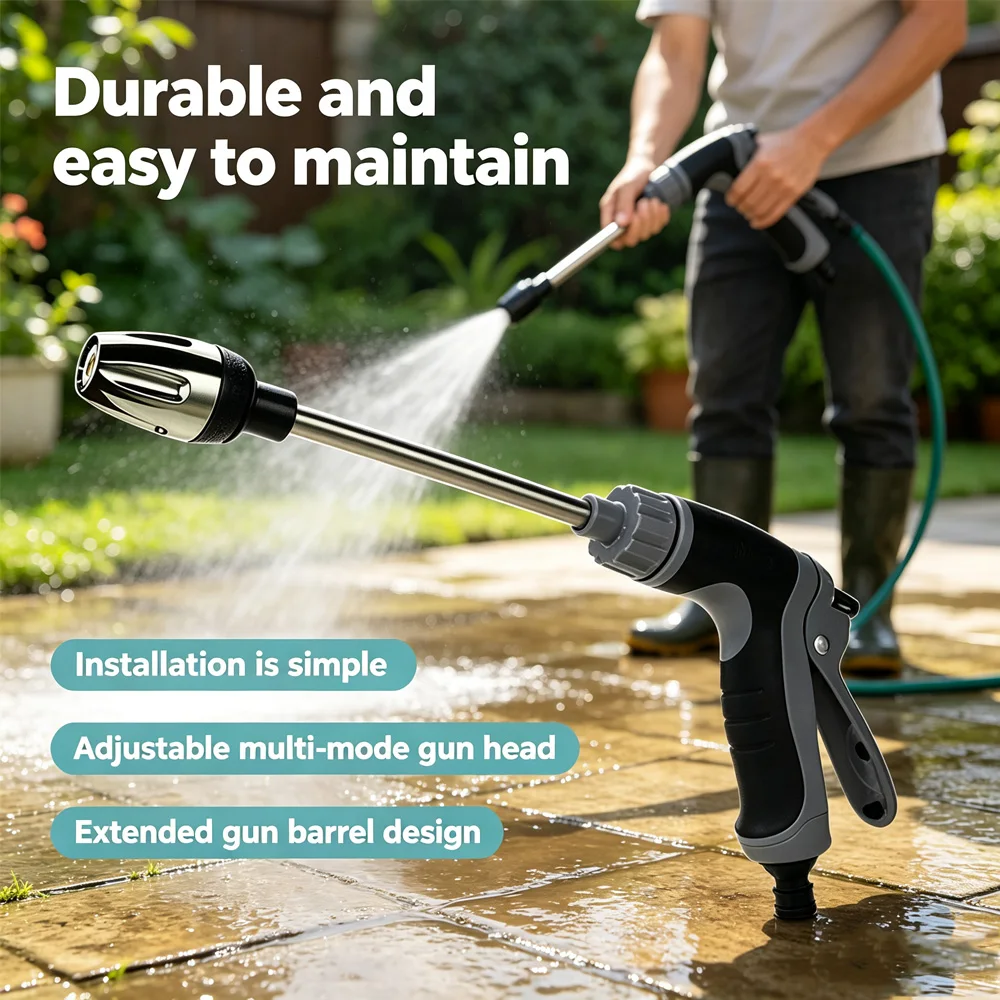 Long pole car washing tool watering garden tool water pipe hose universal metal extended car washing high-pressure water gun