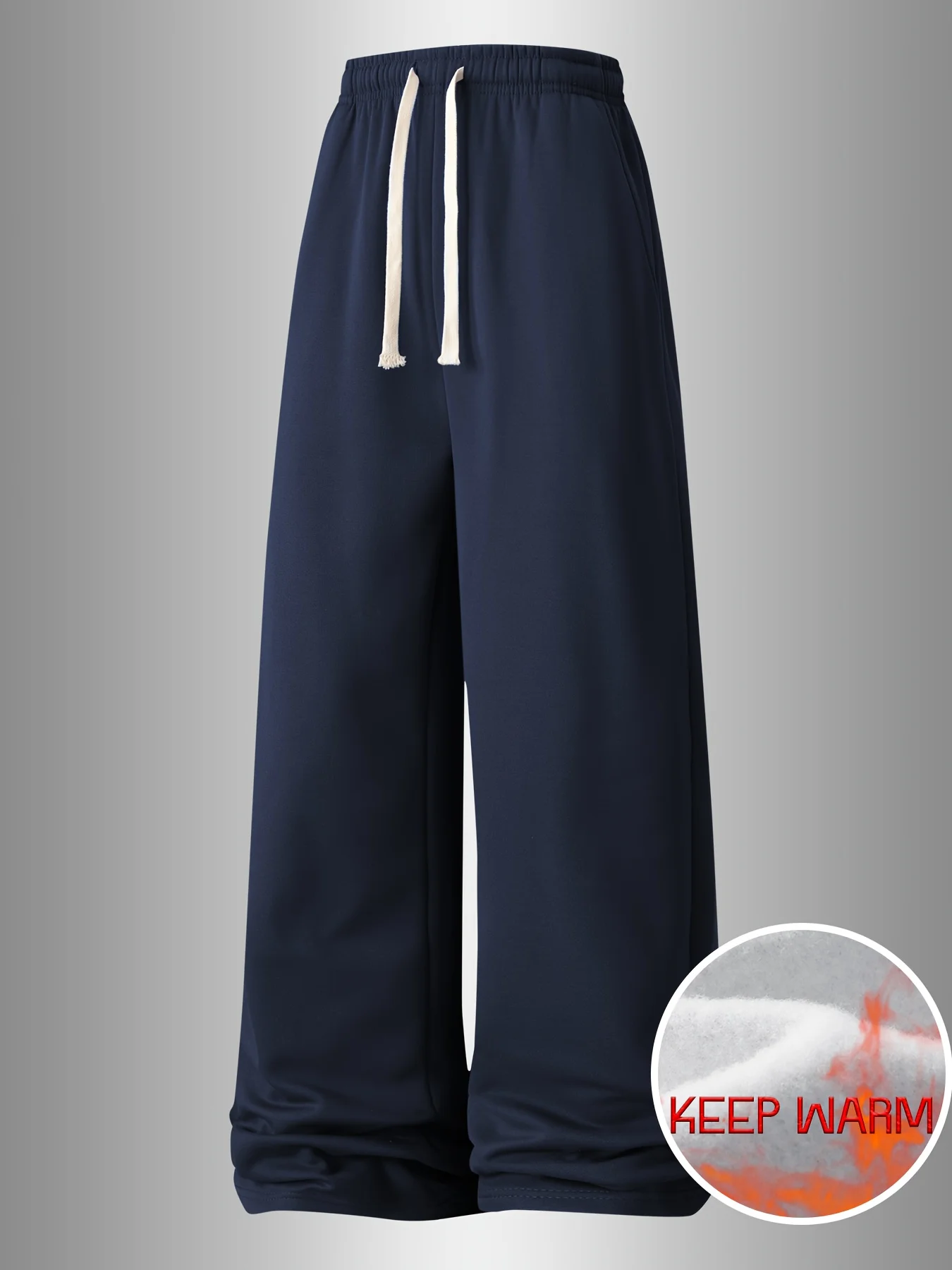 

Autumn Winter Men's Stylish Solid Color Stretch Waist Wide-leg Pants Oversized Suitable for Both Sports and Outdoor Activities