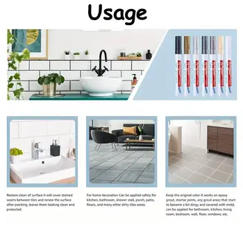 1-10 ks 10 barev Voděodolné fixy na dlaždice, pero na spárování stěn, kuchyňské a koupelnové keramické švy, nástroje na opravu mezer 8 nejlepší prodej reforma dlaždic - №8