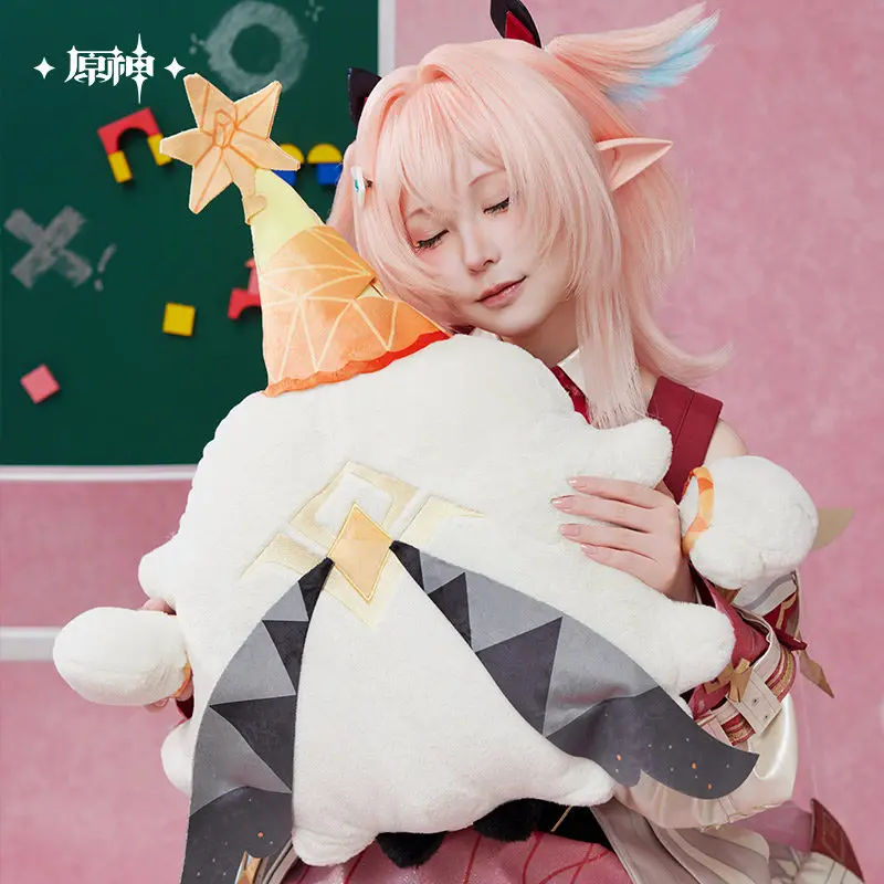 Genshin Impact Linnea Peripheral Lop-Eared Rabbit Plush Hand Puppet Lumi Pillow Soft Stuffed Doll Backpack Collectible Gift