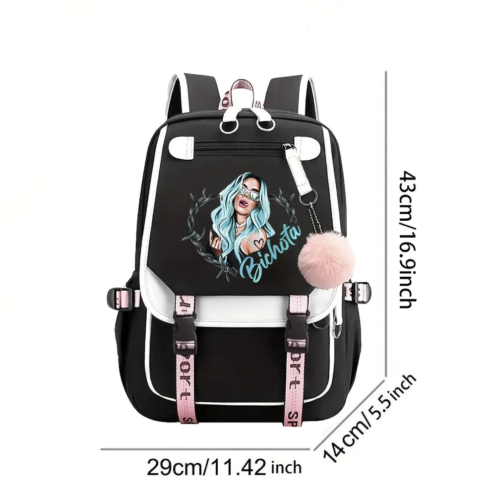 Hot Karol G Bichota Music Album Backpack Plush Schoolbag  Funny Y2K Aesthetic Manana Sera Bonito Backpack