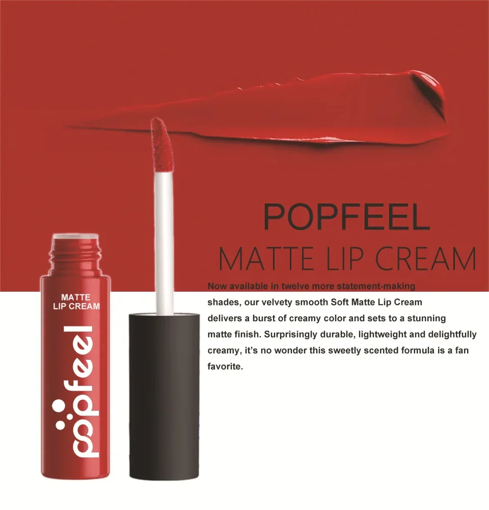 ที่ขายดีที่สุด Popfeel 6 สี/ชุด Matte Velvet ลิปสติก Lip GLOSS Non-Stick CUP Make up Llasting Liquid ลิปสติก 24 ชั่วโมงเครื่องสําอาง