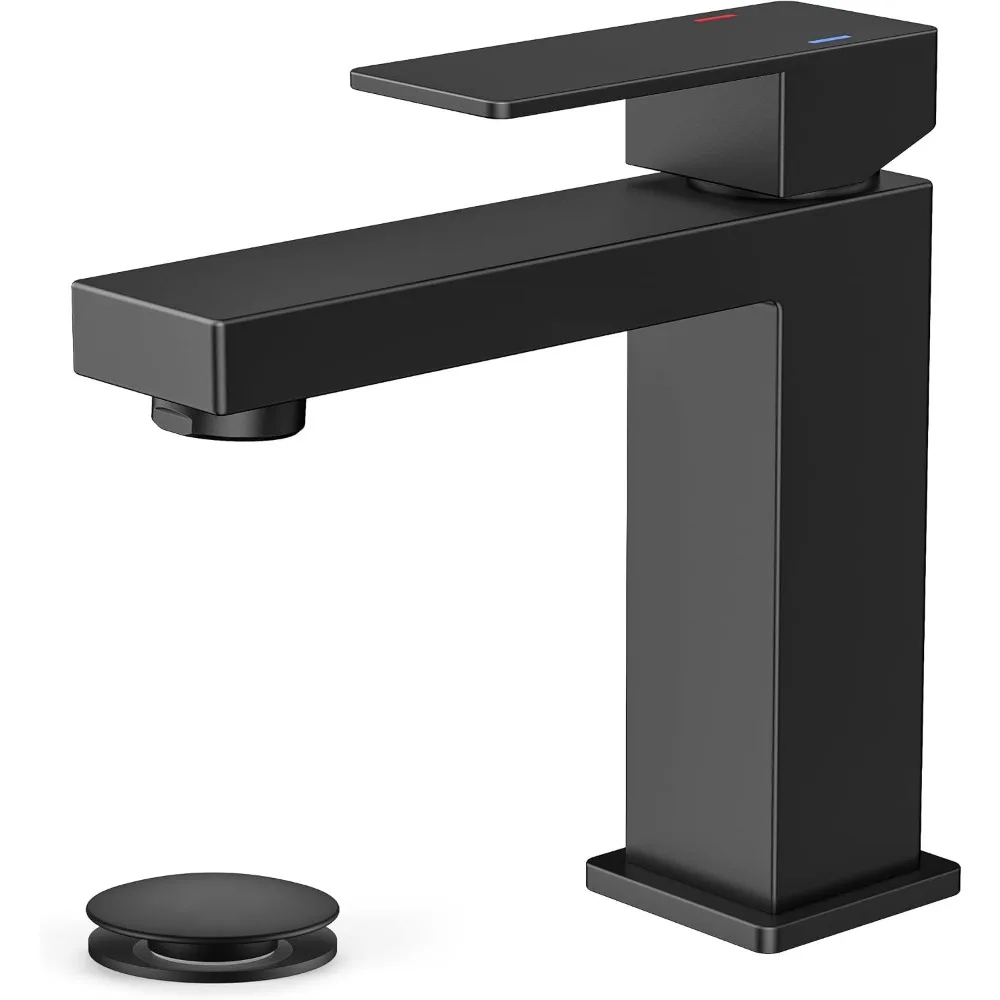 Single Handle Black Bathroom Sink Faucet | 1 or 3 Hole 4 Inch Centerset, Pop-up Drain, NSF61 Certified