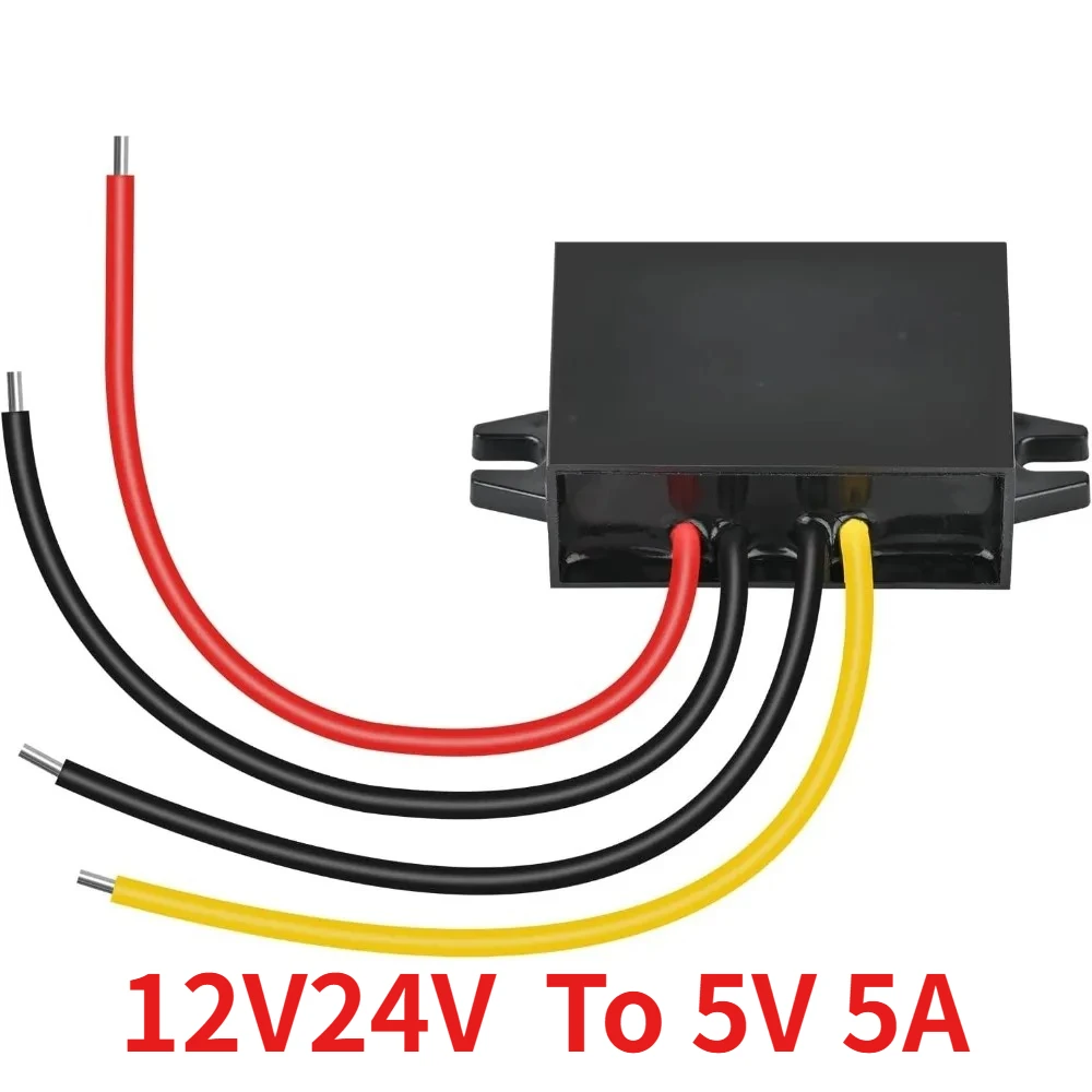 DC/DC 24V 12V To 5V 5A 25W Converter Car Power Supply Voltage Regulator Waterproof Buck Converter Module For Trucks Golf Carts