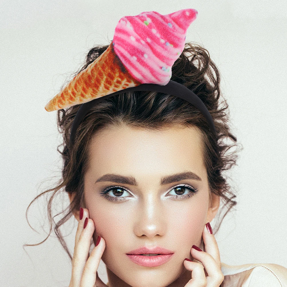 

2Pcs Ice Cream Headband Cute Decorative Cloth Hair Band Soft Spa Face Wash Headband Party Hair Accessories for Women Girls