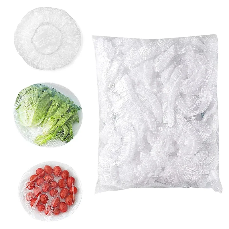 100 Pieces Plastic Wrap, Extra Thick Disposable Plastic Wrap - Clear, Retractable Plastic Wrap for Leftovers, Fruits and Vegetab