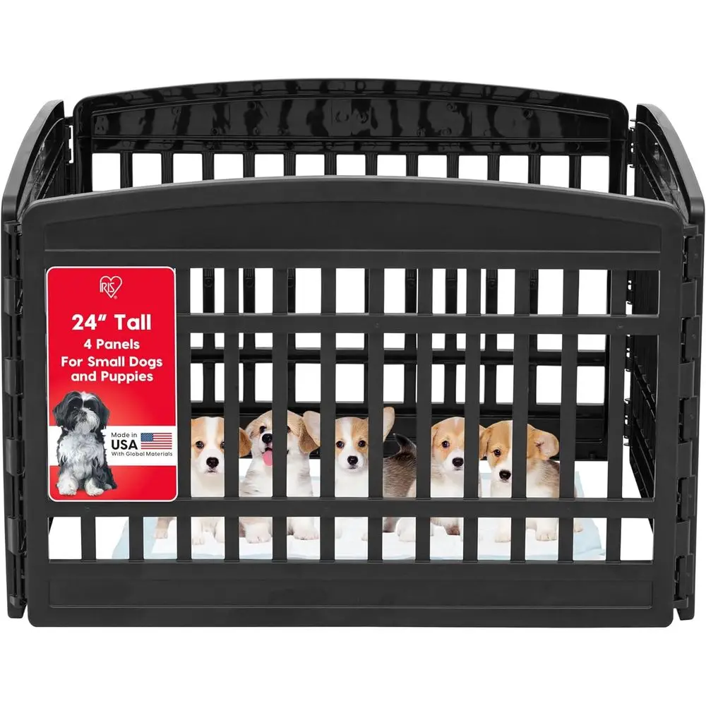 

24" 4-Panel Puppy Playpen, 35 x 35 x 24, Dog Playpen, Dog Play Pen Indo, Pet ence, Puppies/Small Dogs, Black