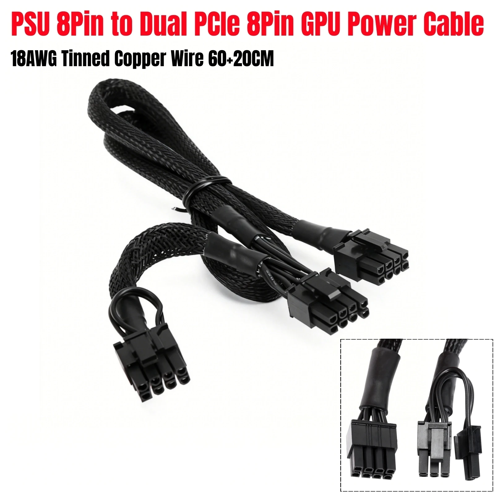 

PCI-e Dual 8Pin 6+2 Sleeved Net, кабель питания графического процессора для Corsair RM1000, RM850, RM750, RM650, RM550, RM450 Gold Type 3 Модульная мощность