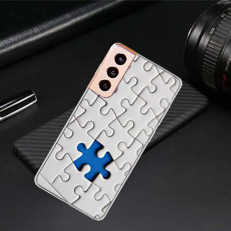 Autism Support Puzzle Phone Case For Samsung Note 20 Ultra 10 Lite 9 8 Galaxy A9 A8 A7 A6 J8 J6 J4 Plus A90 5G A80 A81 A91 Cover