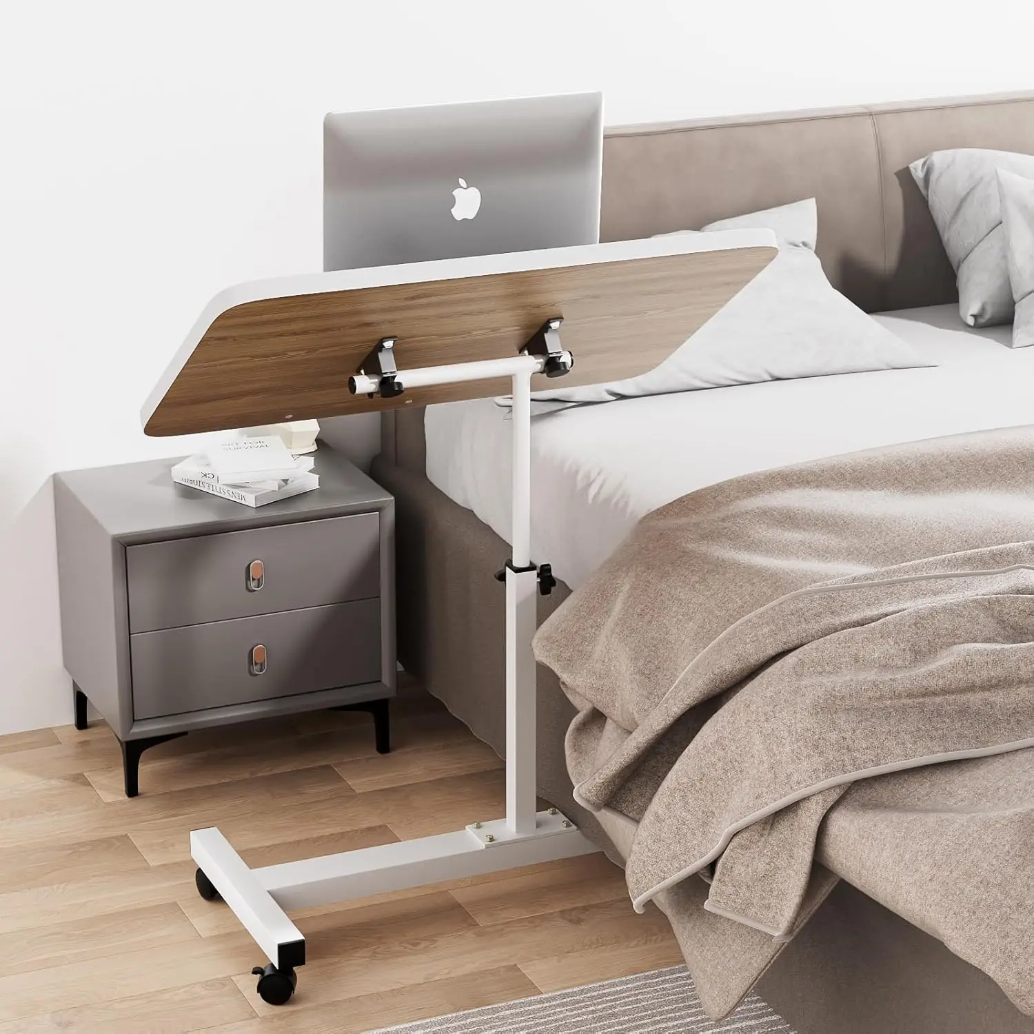 مكتب كمبيوتر محمول قابل للتعديل 360 °   حامل متنقل دوار على سطح الطاولة فوق السرير، محطة عمل الكمبيوتر لطاولة الدراسة الدوارة #3