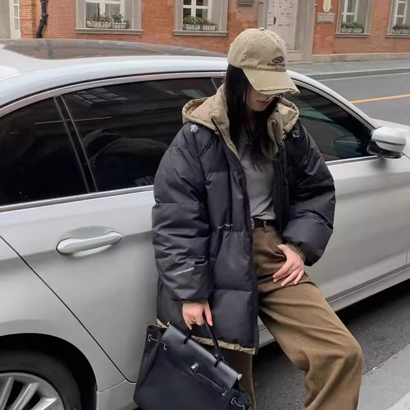 سترة مبطنة على الطراز الأوروبي للنساء ، رائجة في الشتاء ، فضفاضة ، 90 بطة بيضاء ، طبعة كبيرة ، 2023