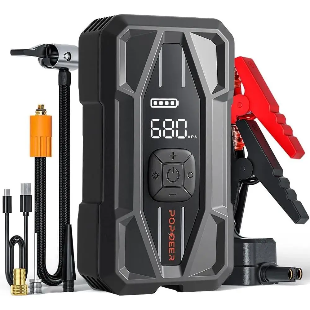 

Портативное пусковое устройство 5000А 150PSI 30Вт, для всех типов газовых/10-литровых бензиновых двигателей, 12В, с LED-фонарем, компактное и мощное