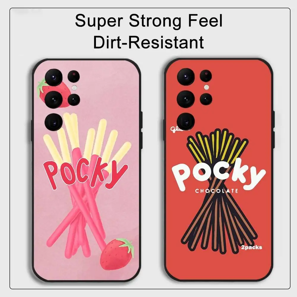 P-pocky chocolate caso de telefone para telefone série s s20 s21 s22 s23 s24 fe plus ultra tpu macio para pele-amigável capa
