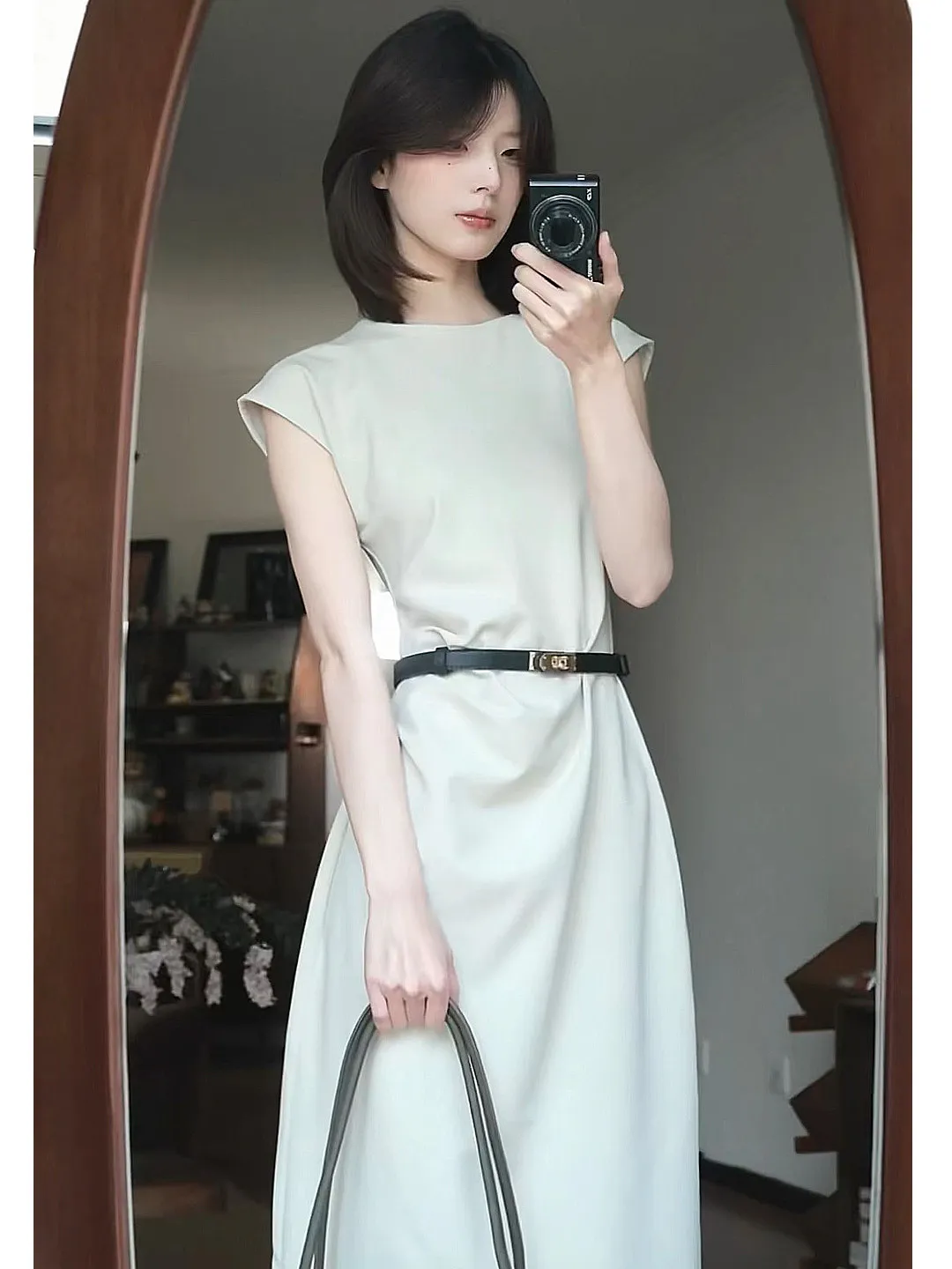 

Elegant Simple Sleeveless Waist-Cinched Dress Women's Summer Small Size Luxury Beautiful High Quality Skirt City Commute Casu...
