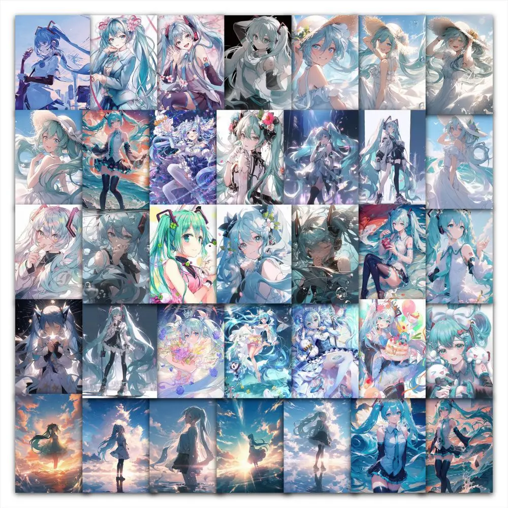 63pcs Cute Hatsune Miku Anime Stickers Cartoon DIY Phone Case Laptop Waterproof Luffy Sticker Toy Decoration