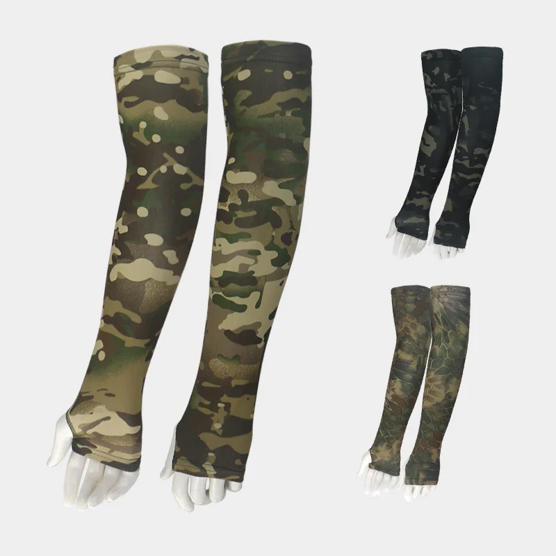 Camouflage Ice Silk Sleeves Summer Sunscreen Ice Sleeves Outdoor Riding Mountaineering Shade Sleeves Quick Drying Breathable