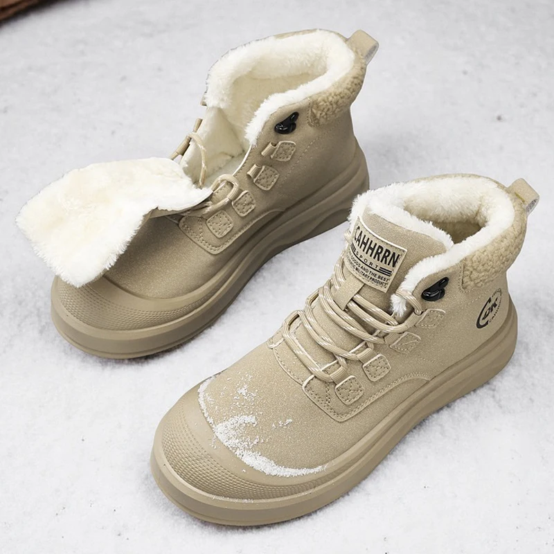 Zapatos de algodón de invierno, botas de nieve cálidas con forro polar, zapatos deportivos de moda versátiles estilo ropa de trabajo, M3815