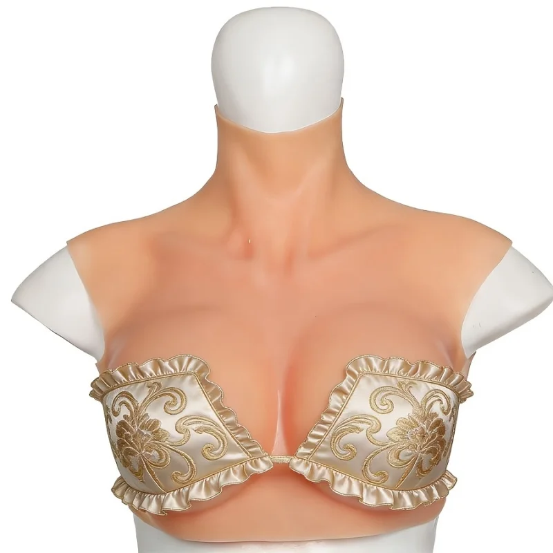 Huge Silicone Breast Forms Plate for Crossdresser Trans Cosplay Transgender with Nipple Areola Fake Boobs Bodysuit Shakeing