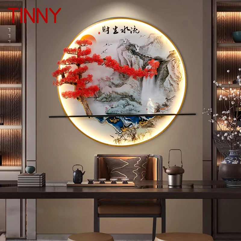 

TINNY Modern Wall Picture Light Inside Creative Chinese Pine Landscape Mural Sconces Lamp LED for Home Living Bedroom Study