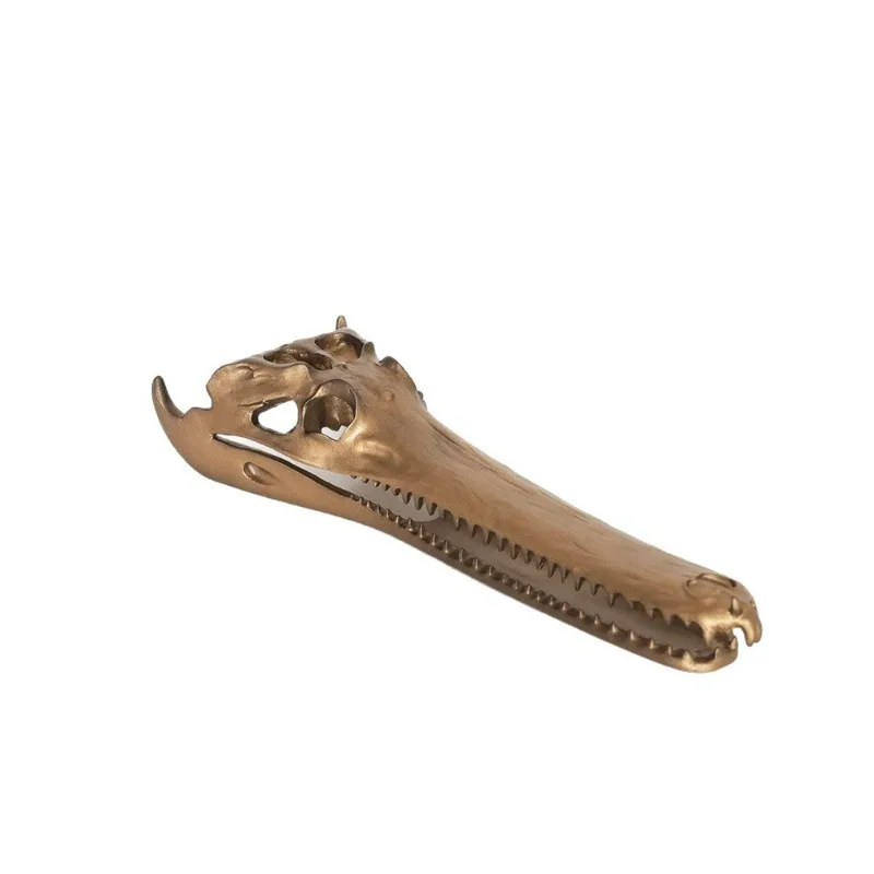 

Modern light luxury model room study hall electroplated metal crocodile skull combination with soft jewelry ornament