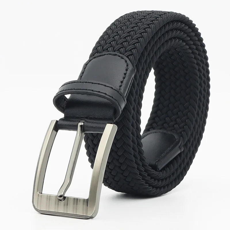 

3.4cm Elastic Canvas Belt Korean Edition Men's Business Travel Versatile Alloy Buckle Non Punching Leisure Needle Buckle Belt