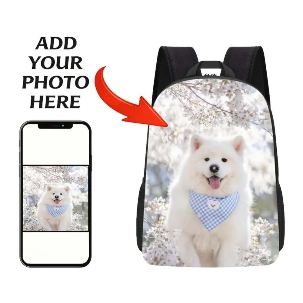 1pc Customizable Photo Backpack - Custom Travel Laptop Backpack with Personalized Photo Print, and Comfortable Shoulder Straps