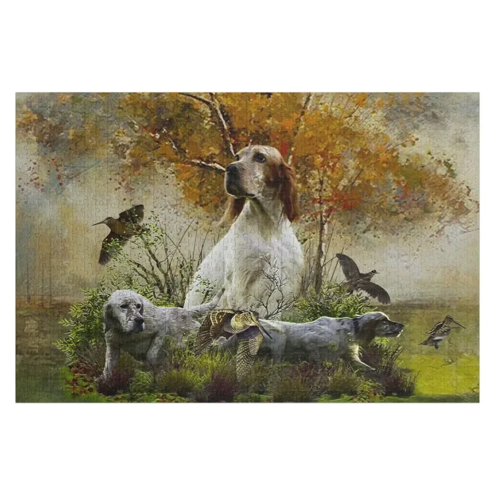 

English Setter , woodcock hunting Jigsaw Puzzle Adult Wooden Customizable Child Gift Personalized Name Puzzle