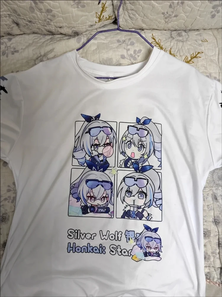 Honkai-Star Rail Mulheres e Homens de Manga Curta T-Shirt, Lâmina de Kafka, Fuxuan Print, Streetwear Solto, Casal Roupas, Harajuku Tops