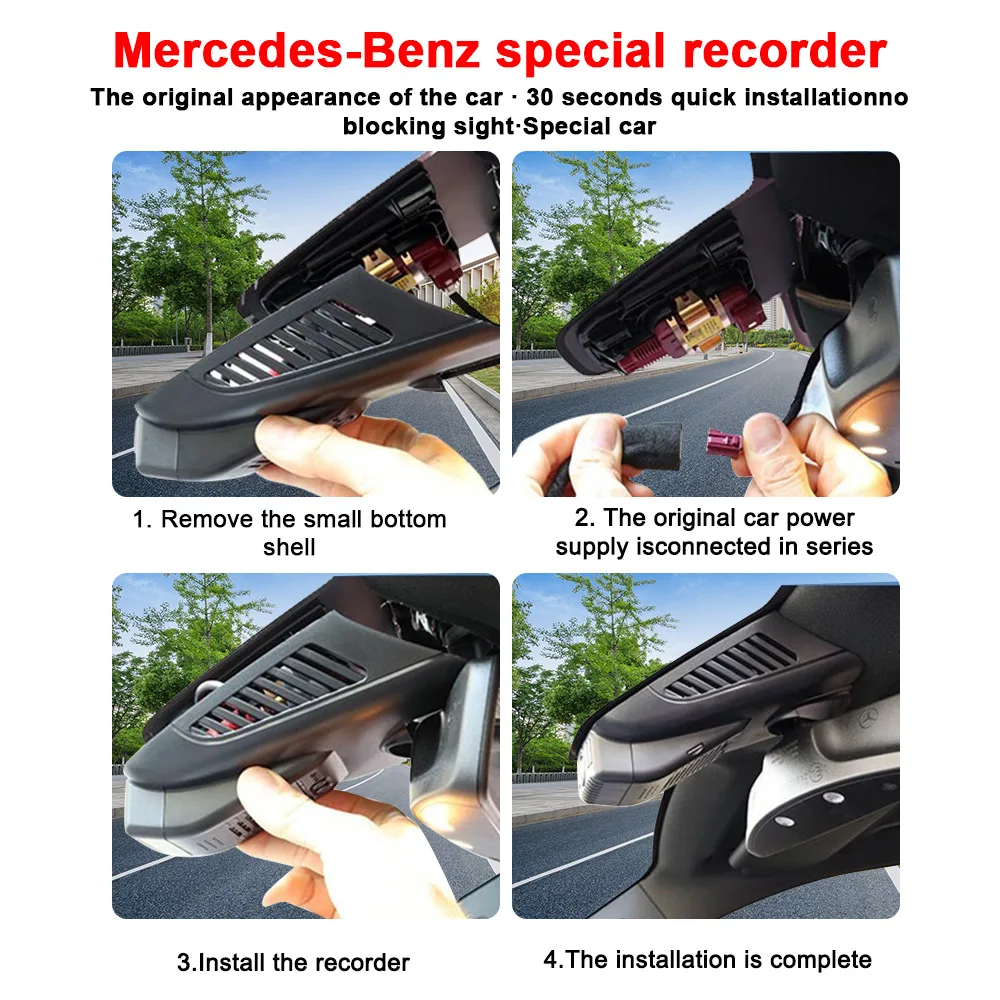 4K HD WIFi Car DVR Dash Cam For Mercedes Benz C Class w205 s205 GLC x253 CLS w219 E Class w212 w213 C E GLC 200 220d 260 300