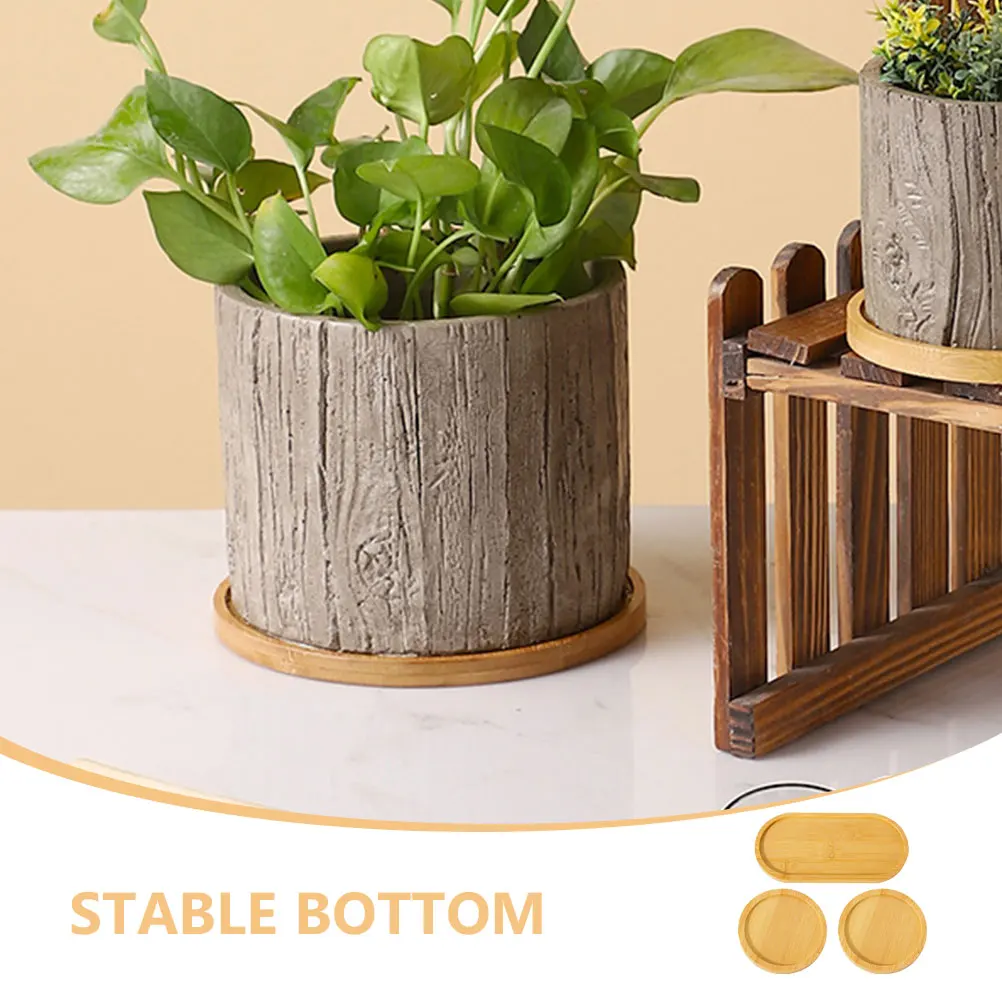 

3pcs Bamboo Plant Saucer Tray 15Cm Round Water Drainage Catcher For Indoor Plants Planter Accessories Flower Pot Trays