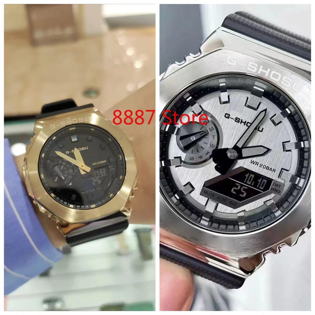 8887 Store Sports Electronic Unisex Watch Alloy Dial World Time Full Function LED Dual Display Auto Light Shockproof