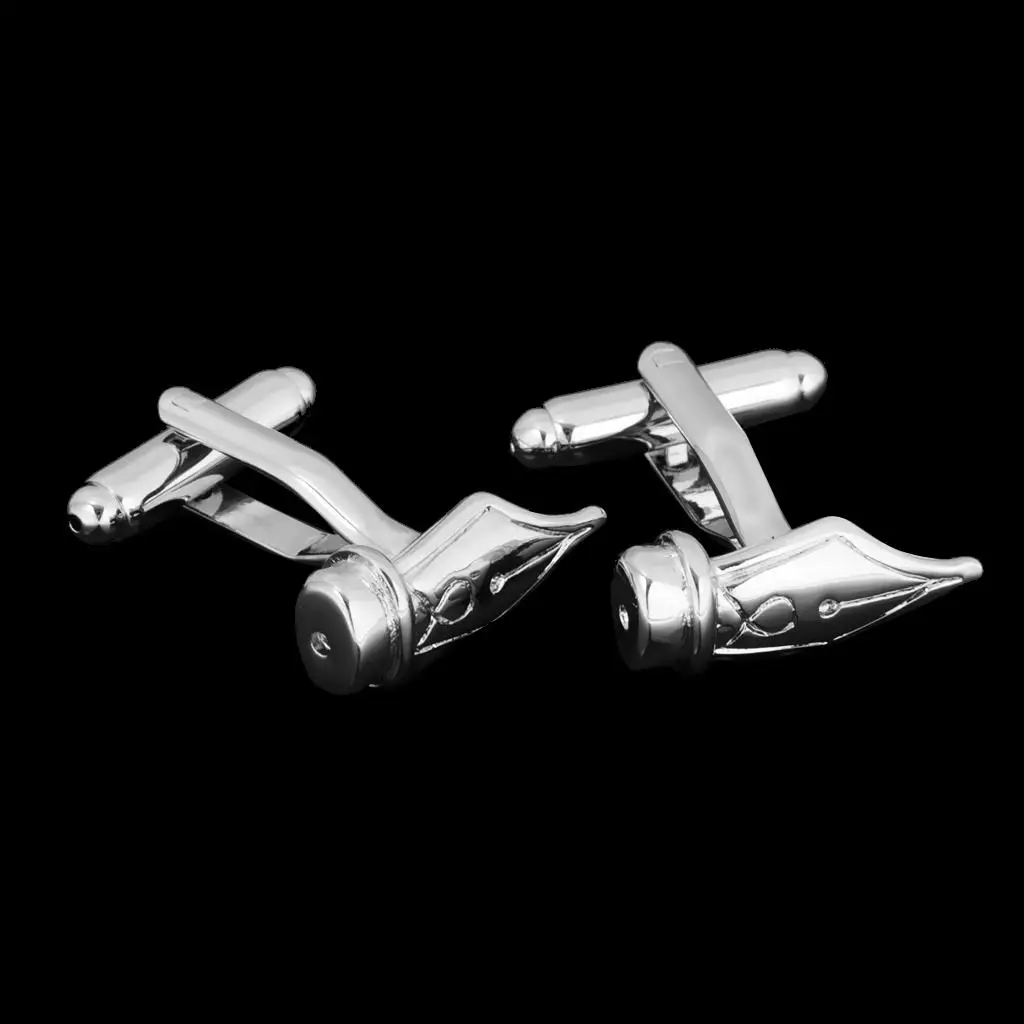 Novelty Pen Nib Quill Fountain Pen Cufflinks Mens Shirt Jewelry Silver Mens Jewelry Fathers Day Gift