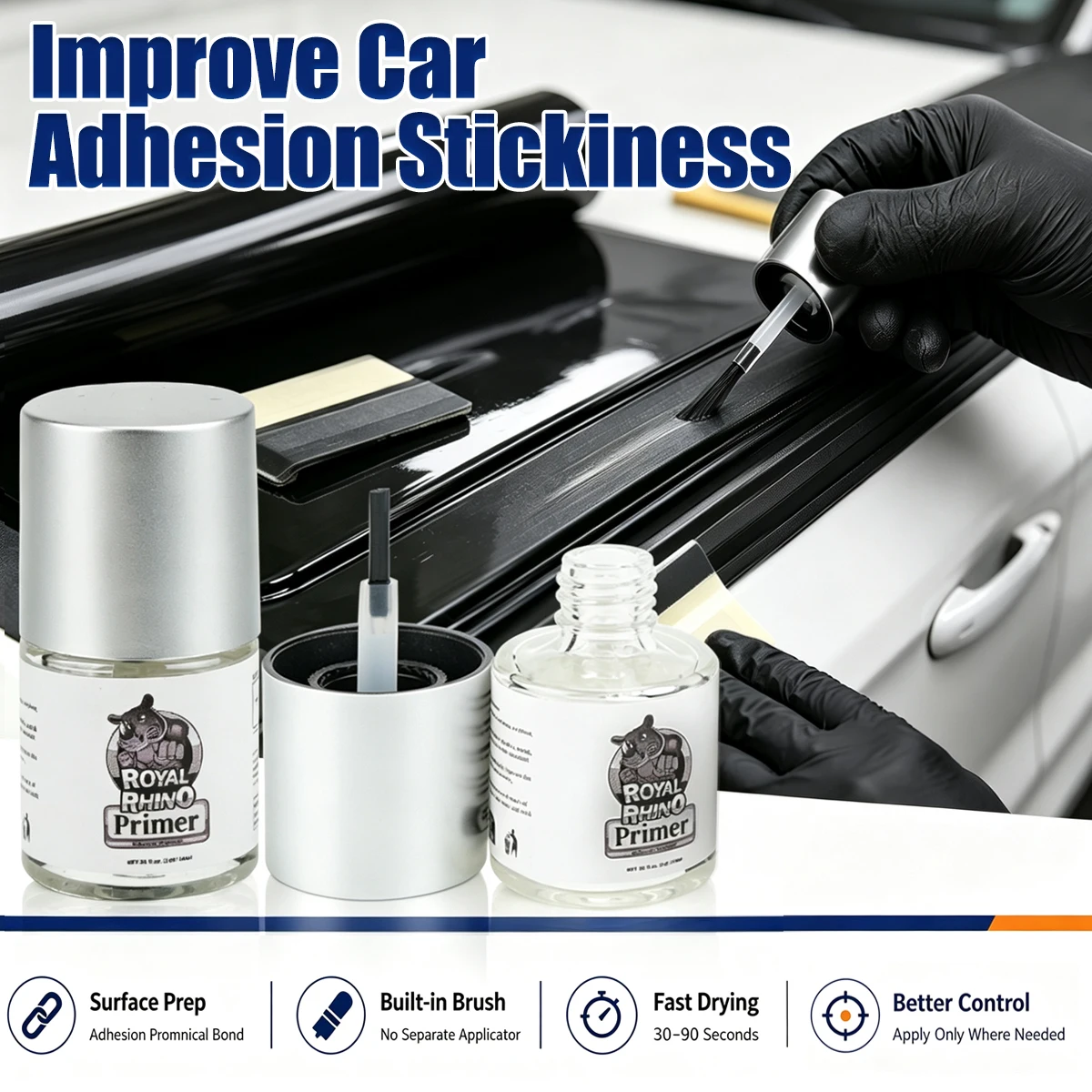 Adhesive Primer 10ml Enhances Bond Effect Suitable Double-Sided Tape Car Color Chang Film Door Accessories Plastic Metal Surface