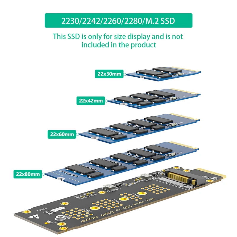 NEW M.2 NVME M Key to EDSFF E1.S Adapter PCIe 4.0/3.0 X4 Expansion Card for 1U Server Chassis Support 2230 2242 2260 2280 M2 SSD