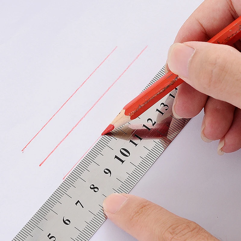 15-30cm Stainless Steel Metal Straight Ruler Tool Double Sided Measuring Tool