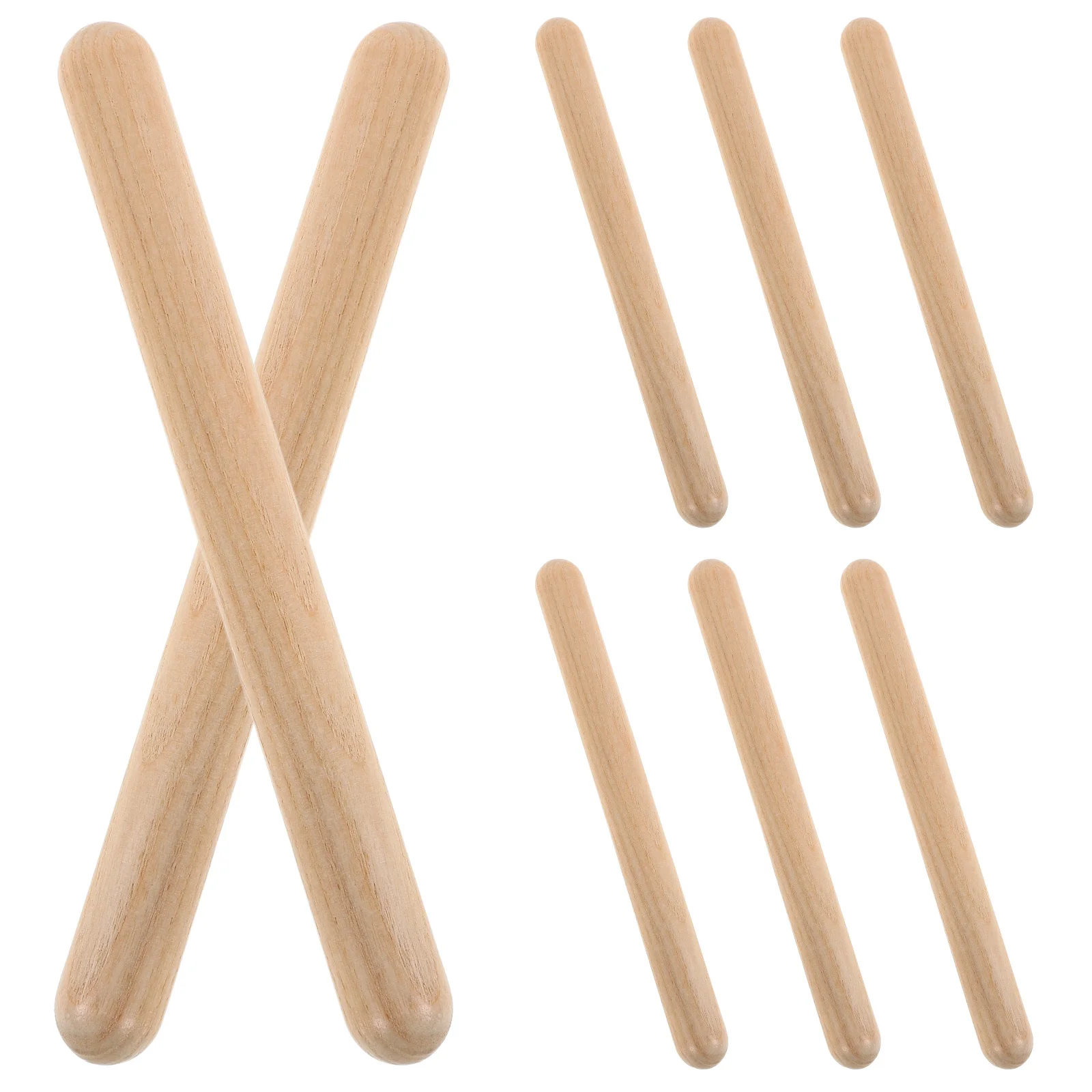 4Pairs Wooden Rhythm Sticks Natural Wood Claves Musical Percussion Instrument Educational Music Accessory for Children