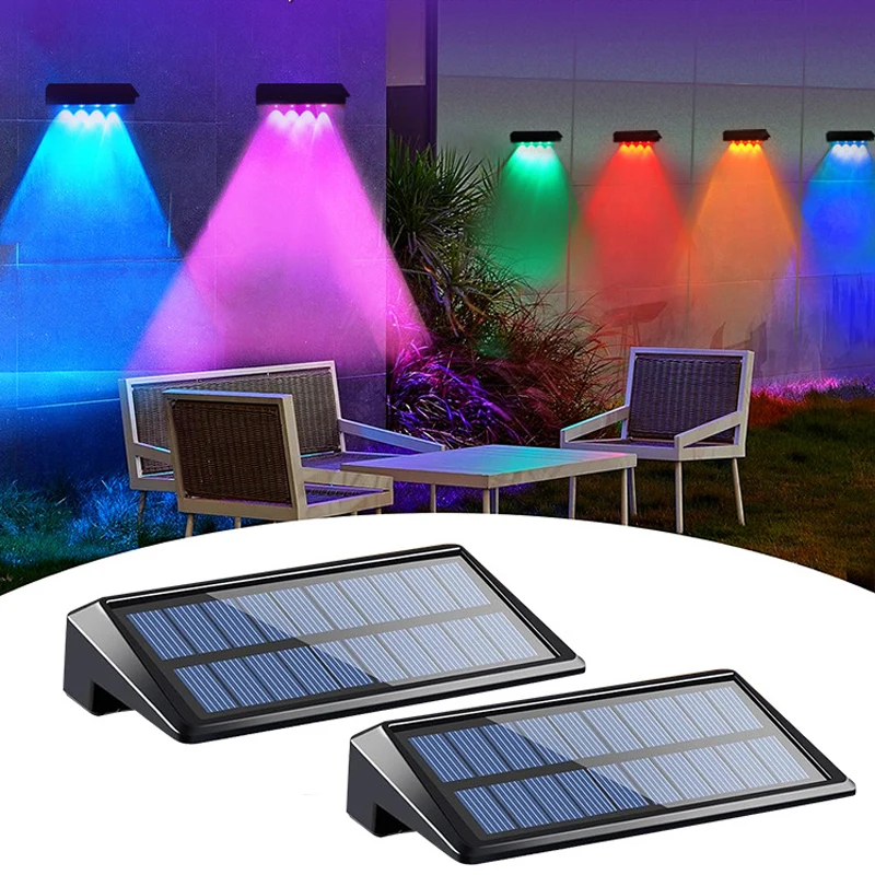 ضوء الجدار الشمسي في الهواء الطلق LED مصباح السياج في الهواء الطلق إضاءة مقاومة للماء لتزيين الفناء إضاءة الجدار الخارجي للحديقة