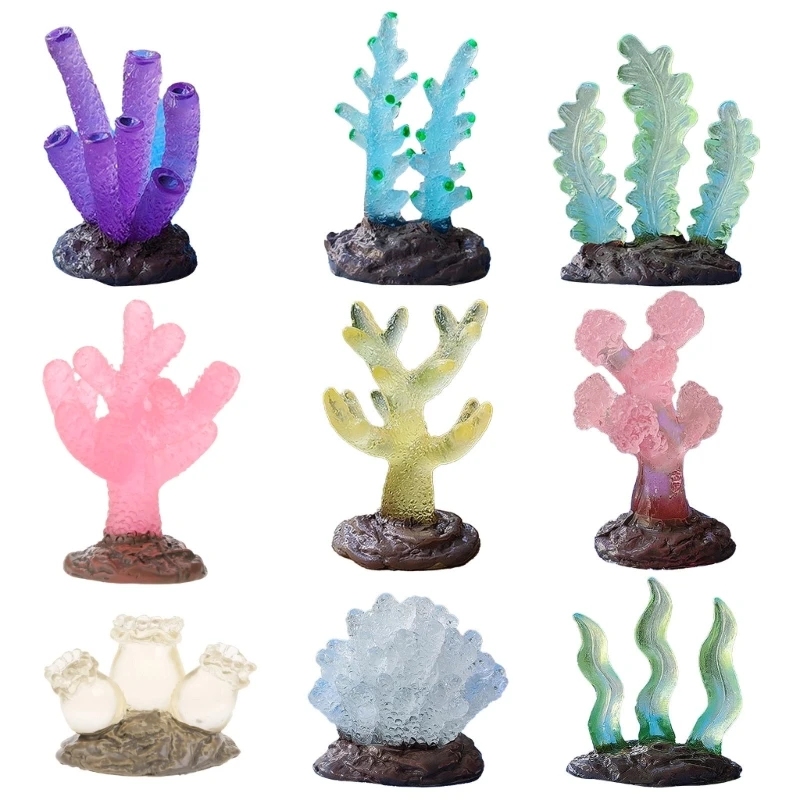 Glass Aquariums Ornament Noctilucence Coral Resin Coralreefs Fish Tanks Decoration AquaticPet Micro Landscaping Dropship