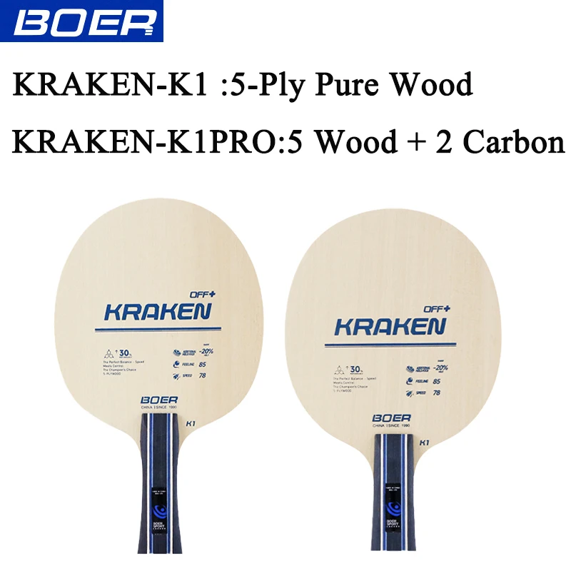 

K1 K1PRO Beginer Table Tennis Blade 5-Ply Pure Wood 5 Wood + 2 Carbon Ping Pong Paddle Racket Arc & Attack Table Tennis Racket