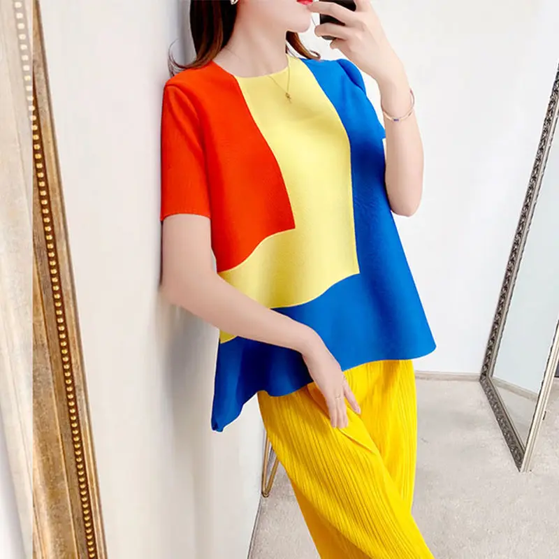 Pleated Top 2023 Summer New Short Sleeve Casual T-shirt t shirt women oversized t shirt korean shirts for women