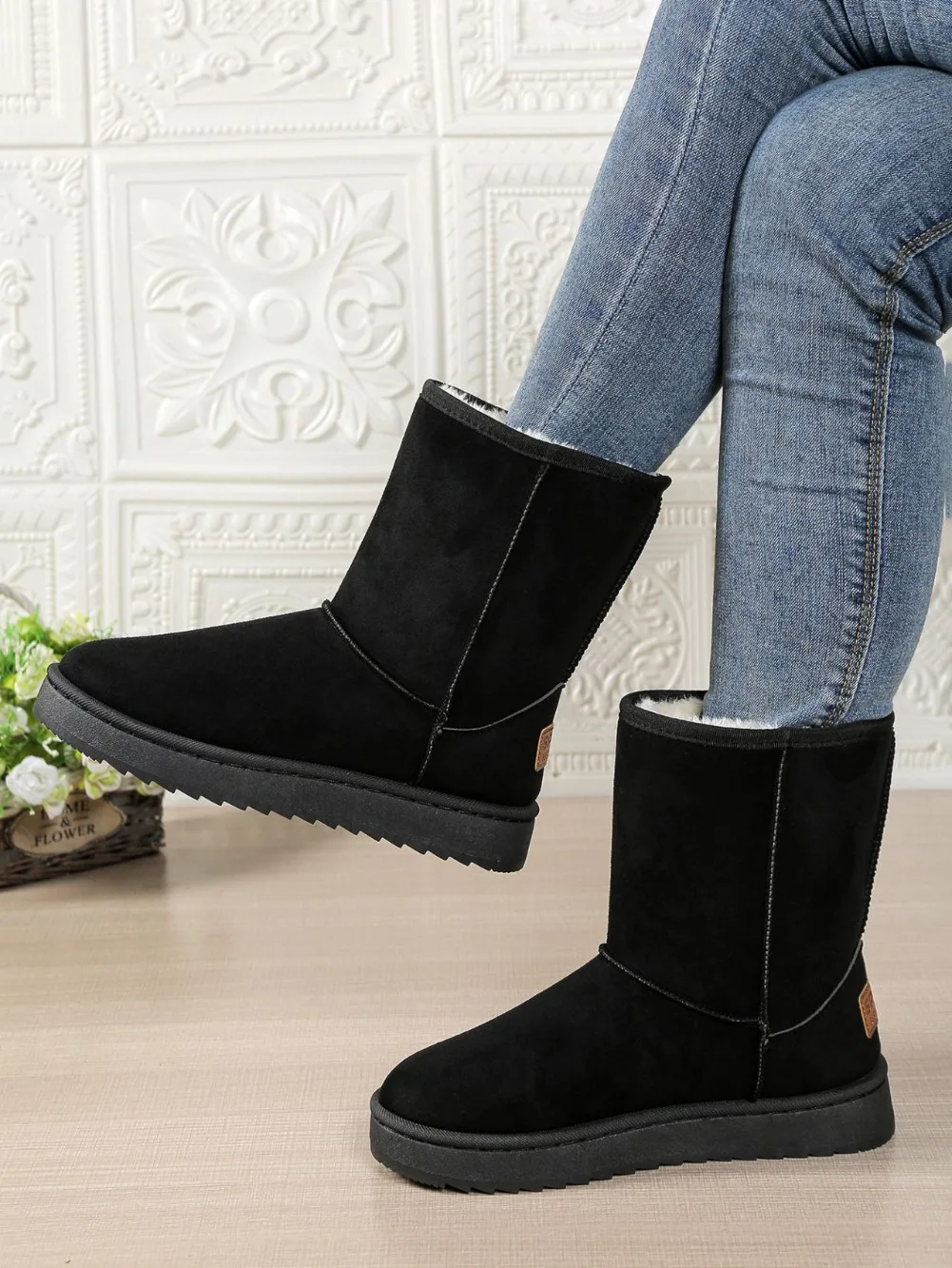Wasserdichte, warme Plateau-Schneestiefel für Damen, große Größen, Winter-Slip-On-Stiefel, flache, lässige Damenstiefel, 2026 neue Mode – Detail 24