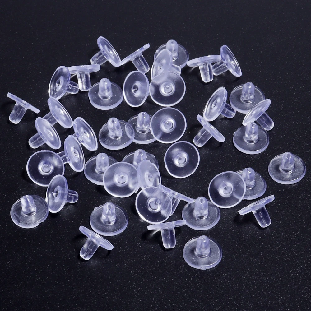 100pcs 11mm Earrings Rubber Earring Back Silicone Round Ear Plug Blocked Caps Earrings Back Stoppers Supplies DIY Earrings