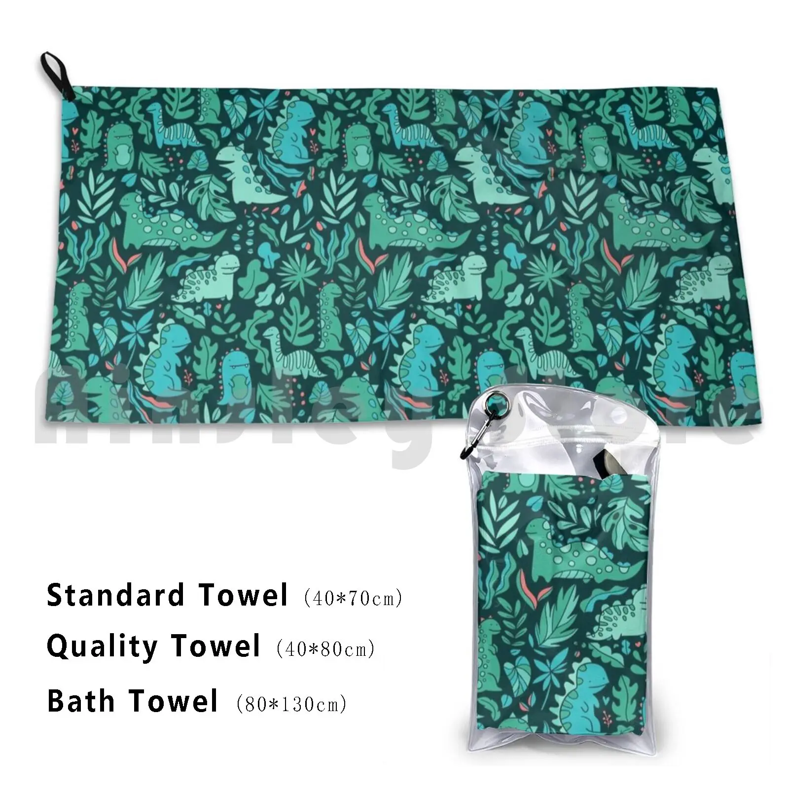 Cute Dinosaurs And Tropical Leaves Custom Towel Bath Towel Leaves Dinosaur Animal Monster Wild Dino