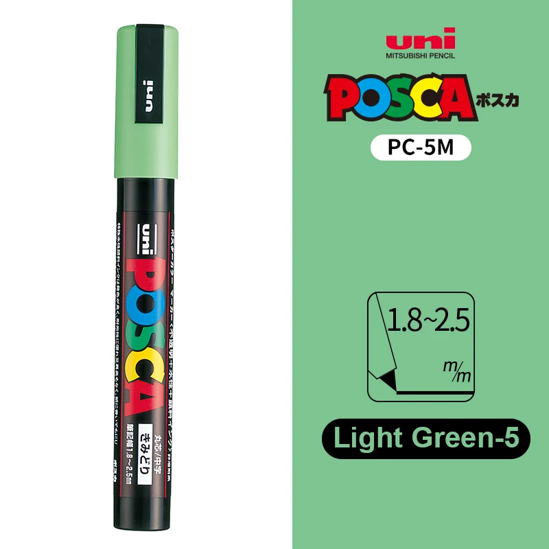 UNI POSCA Marker Pen 12 Kleur Acryl Plumones Rotuladores PC-1M, 3 M, 5 M POP Poster Pen Stof Verf Markers Art Schilderen 1 PC