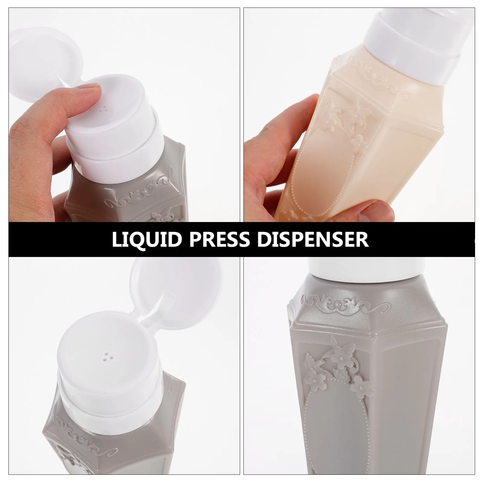 

2pcs Press Pump Bottle Leak Proof Sturdy Liquid Container Travel Size Empty Pressing Bottle For Nail Polish Remover Alcohol