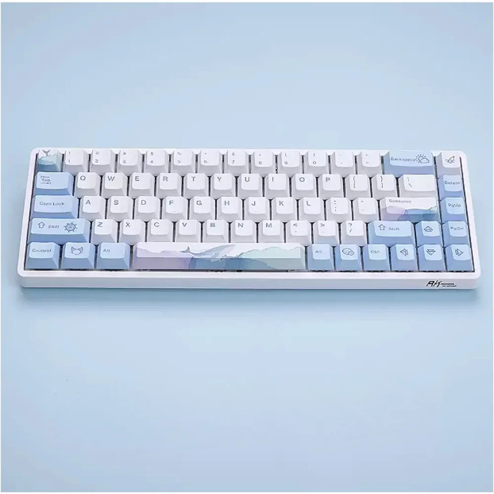 

129 keys, Haiyun blue, opaque PBT keycaps, front printing, cherry, shape, suitable for MX switch gaming mechanical keyboard